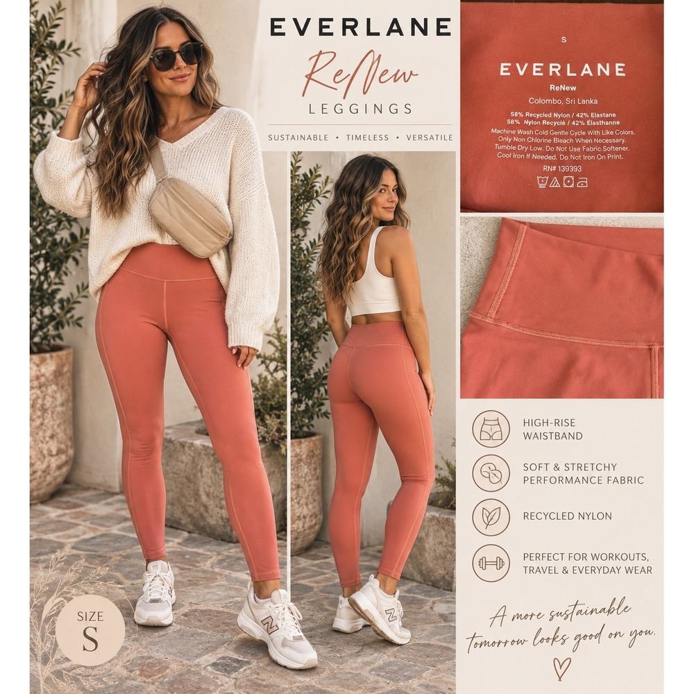 Everlane ReNew High-Rise Leggings Rust Orange Recycled Nylon Women Size S